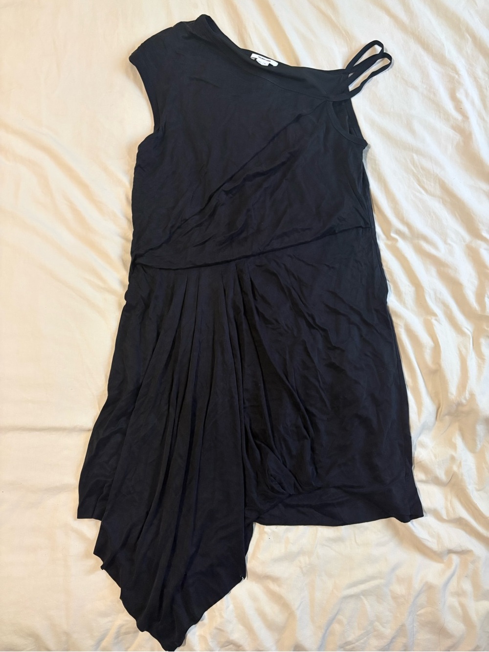 Helmut Lang Black Asymmetrical One-Shoulder Dress